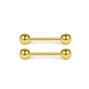 Stainless Steel Yellow Gold Straight Barbell Jewelry with Balls